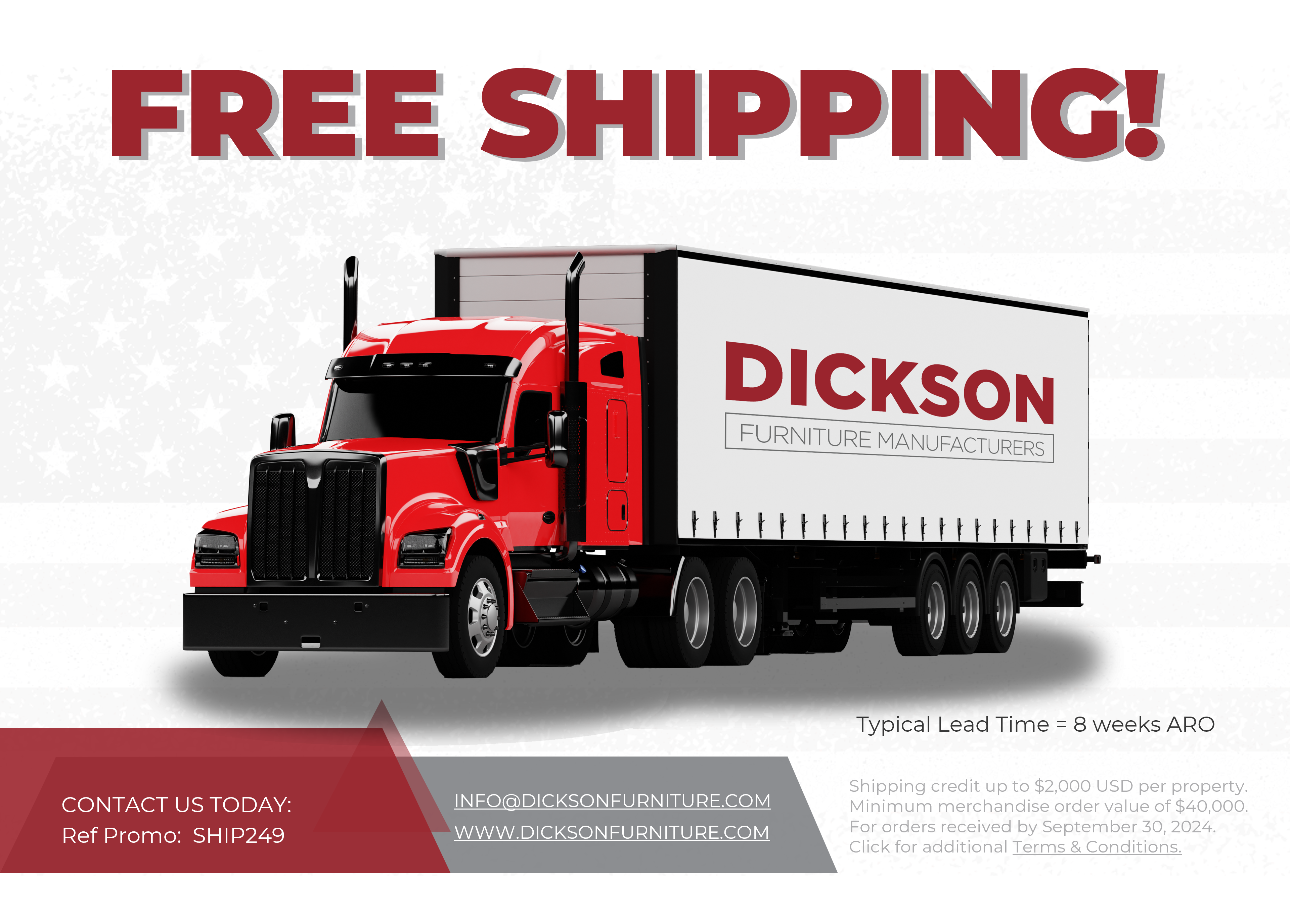 Free shipping promo with Red Truck and Dickson trailer